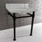 Kingston Brass KVPB30MSQ0 30-Inch Carrara Marble Console Sink, Marble White/Matte Black KVPB30MSQ0 - alternate 3